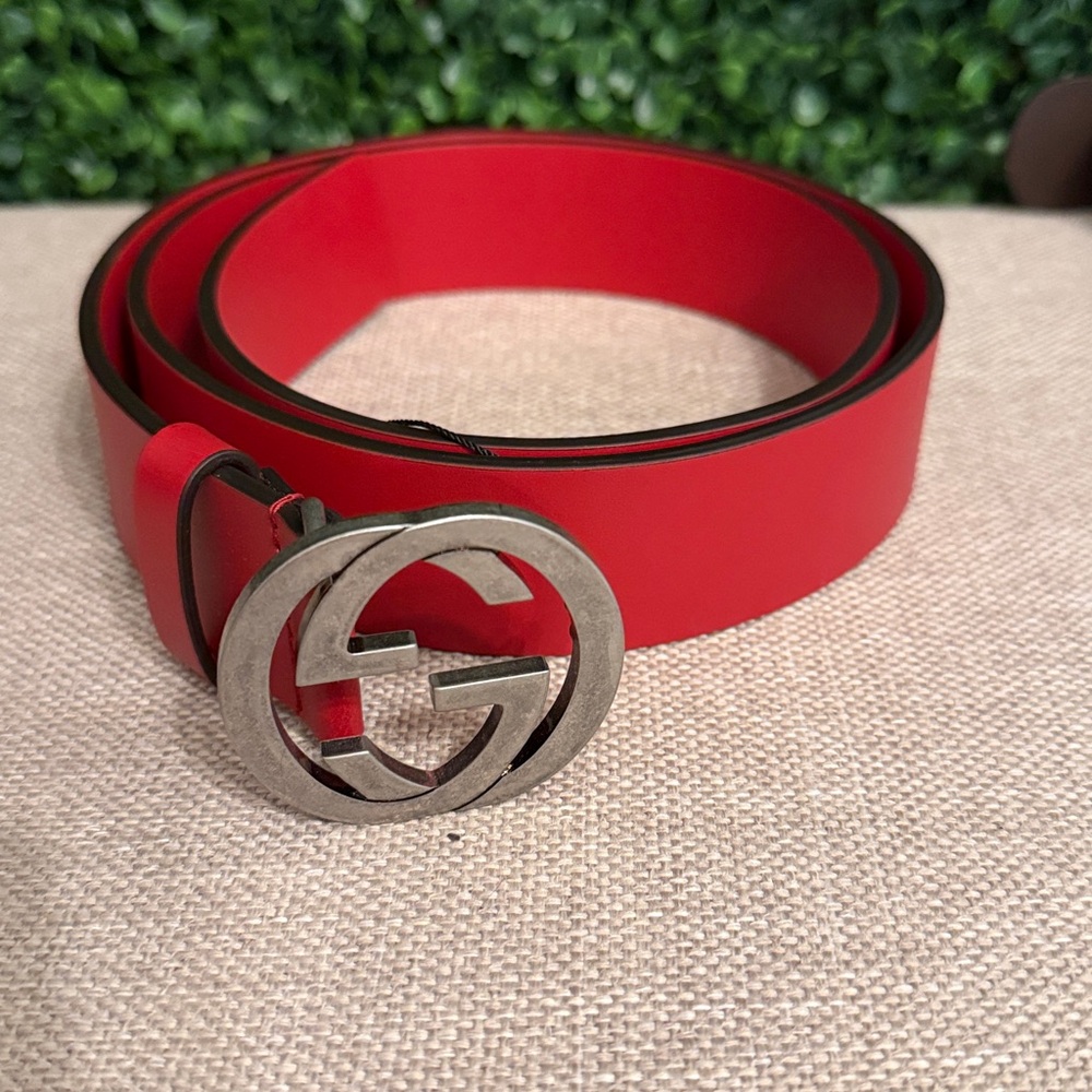 Gucci Red Leather Belt size 95